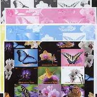 Chad 2008 Butterflies & Orchids sheetlet containing set of 9 values - the set of 5 imperf progressive proofs comprising the 4 individual colours plus all 4-colour composite, unmounted mint.