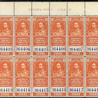 Canada 1930 Revenue KG5 60c Electricity & Gas Inspection block of 12 with OTTAWA imprint & plate number unmounted mint