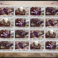 St Thomas & Prince Islands 2009 WWF - Parrots perf sheetlet containing 16 values (4 se-tenant blocks of 4) unmounted mint