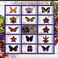 Rwanda 2009 Butterflies & Orchids perf sheetlet containing 14 values plus label showing Baden Powell, unmounted mint