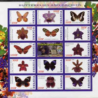 Rwanda 2009 Butterflies & Orchids imperf sheetlet containing 14 values plus label showing Baden Powell, unmounted mint