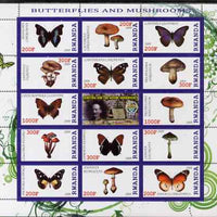 Rwanda 2009 Butterflies & Fungi perf sheetlet containing 14 values plus label showing Baden Powell, unmounted mint