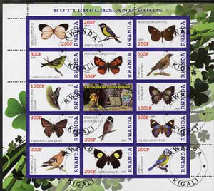 Rwanda 2009 Butterflies & Birds perf sheetlet containing 14 values plus label showing Baden Powell, fine cto used