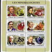 Comoro Islands 2008 Mineralogists & Minerals perf sheetlet containing 6 values unmounted mint