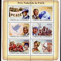 Comoro Islands 2008 Nobel Peace Prize Winners perf sheetlet containing 6 values unmounted mint