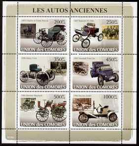 Comoro Islands 2008 Early Cars perf sheetlet containing 6 values unmounted mint Michel 1825-30