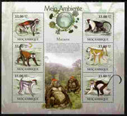 Mozambique 2010 The Environment - Macaques large perf sheetlet containing 6 vaues unmounted mint Michel 3620-25