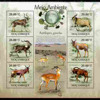 Mozambique 2010 The Environment - Antelopes & Gazelles large perf sheetlet containing 6 vaues unmounted mint Michel 3554-59