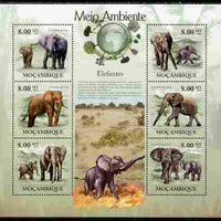 Mozambique 2010 The Environment - Elephants large perf sheetlet containing 6 vaues unmounted mint Michel 3542-47