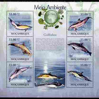 Mozambique 2010 The Environment - Dolphins large perf sheetlet containing 6 vaues unmounted mint Michel 3508-13