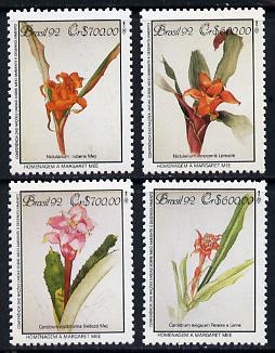 Brazil 1992 UN Conference on Environment #5 set of 4 Paintings of Flowers unmounted mint SG 2543-46