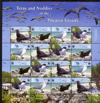 Pitcairn Islands 2007 WWF Endangered Species - Terns & Noddies perf m/sheet containing four sets of 4 unmounted mint SG 724-7