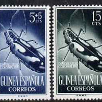 Spanish Guinea 1953 Colonial Stamp Day - Beetle 5c and 15c unmounted mint SG 383 & 385