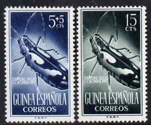 Spanish Guinea 1953 Colonial Stamp Day - Beetle 5c and 15c unmounted mint SG 383 & 385