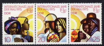 Germany - East 1975 International Women's Year perf strip of 3 unmounted mint SG E1735a