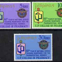 Philippines 1972 Pharmaceutical Sciences perf set of 3 unmounted mint, SG 1281-3