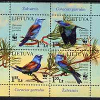 Lithuania 2008 WWF - European Roller perf m/sheet containing set of 4 unmounted mint