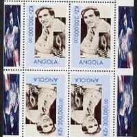 Angola 1999 Great People of the 20th Century - Bobby Fischer perf sheetlet of 4 (2 tete-beche pairs) unmounted mint. Note this item is privately produced and is offered purely on its thematic appeal