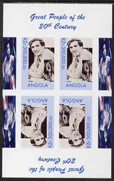 Angola 1999 Great People of the 20th Century - Bobby Fischer imperf sheetlet of 4 (2 tete-beche pairs) unmounted mint. Note this item is privately produced and is offered purely on its thematic appeal