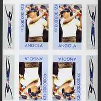 Angola 1999 Great People of the 20th Century - Lee Trevino (Golfer) imperf sheetlet of 4 (2 tete-beche pairs) unmounted mint