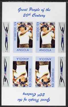 Angola 1999 Great People of the 20th Century - Lee Trevino (Golfer) imperf sheetlet of 4 (2 tete-beche pairs) unmounted mint