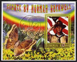 Liberia 2006 Scouts by Norman Rockwell #2 perf m/sheet with Butterfly, unmounted mint