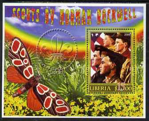 Liberia 2006 Scouts by Norman Rockwell #3 perf m/sheet with Butterfly, unmounted mint