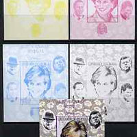 Senegal 1998 Princess Diana 200f imperf m/sheet #02 the set of 5 progressive proofs comprising the 4 individual colours plus all 4-colour composite, unmounted mint