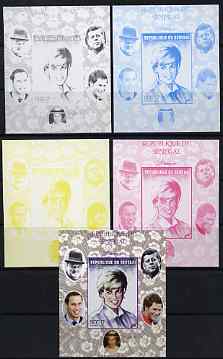 Senegal 1998 Princess Diana 200f imperf m/sheet #03 the set of 5 progressive proofs comprising the 4 individual colours plus all 4-colour composite, unmounted mint