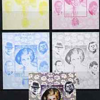 Senegal 1998 Princess Diana 200f imperf m/sheet #09 the set of 5 progressive proofs comprising the 4 individual colours plus all 4-colour composite, unmounted mint