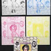 Senegal 1998 Princess Diana 250f imperf m/sheet #16 the set of 5 progressive proofs comprising the 4 individual colours plus all 4-colour composite, unmounted mint