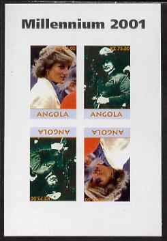 Angola 2001 Millennium series - Princess Diana & Baden Powell imperf sheetlet of 4 (2 tete-beche pairs) unmounted mint. Note this item is privately produced and is offered purely on its thematic appeal