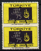 Turkey 1959,Boys High School vert pair imperf between, SG 1842var