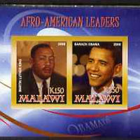 Malawi 2008 Afro-American Leaders #2 - Barack Obama & Martin Luther King imperf sheetlet containing 2 values unmounted mint