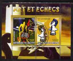 Djibouti 2008 Art & Chess #1 - perf sheetlet containing 2 values fine cto used