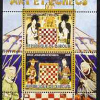 Djibouti 2008 Art & Chess #3 - perf sheetlet containing 2 values unmounted mint