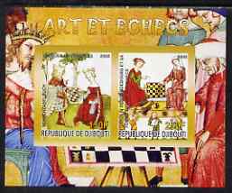 Djibouti 2008 Art & Chess #4 - imperf sheetlet containing 2 values unmounted mint