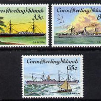 Cocos (Keeling) Islands 1985 Cable-laying Ships set of 3 unmounted mint, SG 129-31