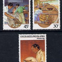 Cocos (Keeling) Islands 1985 Cocos-Malay Culture #2 (Handicrafts - Blacksmith, Woodcarving, Building Ships) set of 3 unmounted mint, SG 126-28