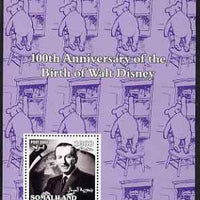 Somaliland 2002 Birth Centenary of Walt Disney #02 perf m/sheet (lilac background with Winnie the Pooh) unmounted mint