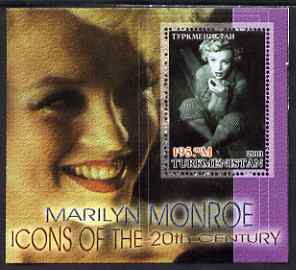 Turkmenistan 2001 Icons of the 20th Century - Marilyn Monroe perf s/sheet #2 unmounted mint. Note this item is privately produced and is offered purely on its thematic appeal