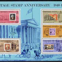 Guernsey 1990 150th Anniversary of Penny Black perf sheetlet containing set of 5 values unmounted mint, SG 495