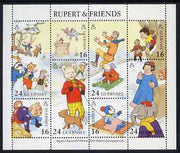 Guernsey 1993 Rupert & Friends perf sheetlet containing set of 8 values unmounted mint, SG MS 606