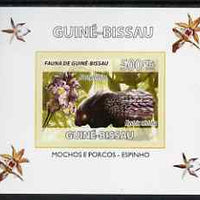 Guinea - Bissau 2008 Fauna individual imperf deluxe sheet #07 showing Porcupine & Dactylorhiza Orchid, unmounted mint. Note this item is privately produced and is offered purely on its thematic appeal