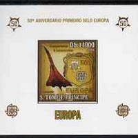 St Thomas & Prince Islands 2006 50th Anniversary of First Europa Stamp individual imperf deluxe sheet #04 showing Concorde & Logos, unmounted mint. Note this item is privately produced and is offered purely on its thematic appeal