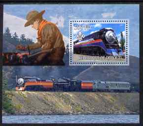 Djibouti 2007 Steam Trains #1 perf m/sheet with Scouts in background unmounted mint