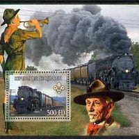 Djibouti 2007 Steam Trains #2 perf m/sheet with Scouts in background unmounted mint