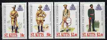 St Kitts 1996 Centenary of Defence Force set of 4 Military Uniforms unmounted mint, SG 464-67