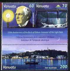 Vanuatu 1997 150th Birth Anniversary of Thomas Edison compsite set of 3 unmounted mint, SG 757-59