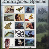 United States 1996 Endangered species set of 15 in complete sheet with enlarged right-hand margin, unmounted mint, SG 3254a